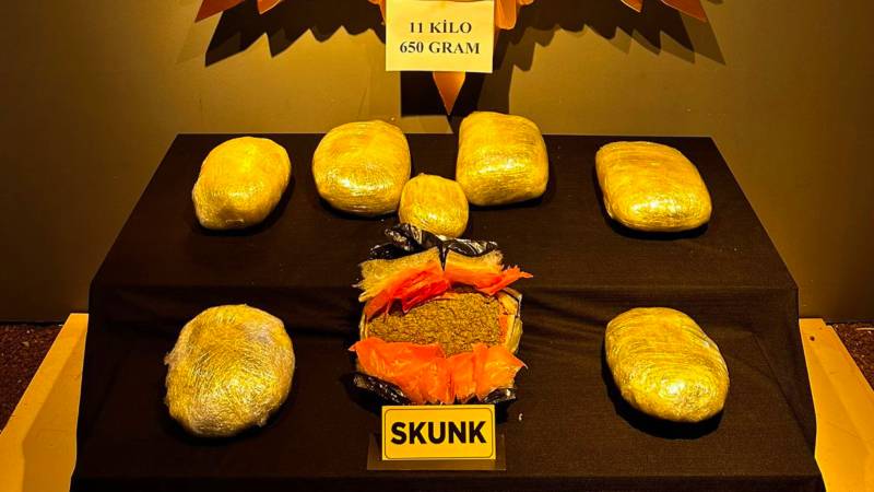 Malatya’da uyuşturucu operasyonu: 11 kilo 650 gram skunk ele geçirildi.